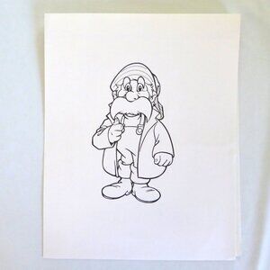 OOAK 11” x 14” HAND INKED ORIGINAL FISHERMAN BOAT CAPTAIN CARTOON ARTWORK